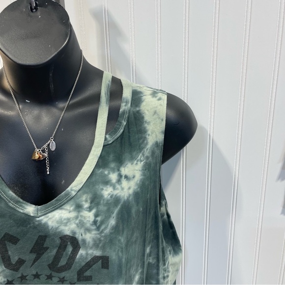 AC/DC Dark Green Tie-Dye Women's Tank Top 2X - Picture 2 of 6